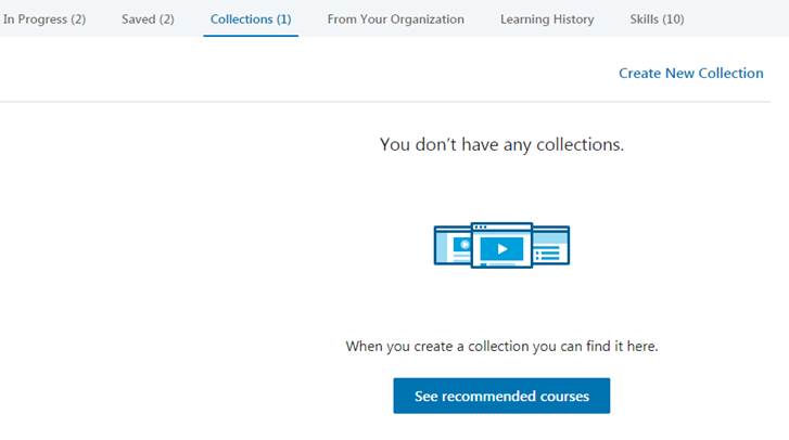 Collections menu in LinkedIn Learning.