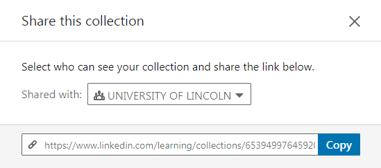 Share this collection links will sometimes generate twice, one for those in the University and one for those outside.