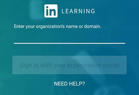 Sign in with organisational portal page on LinkedIn Learning app.