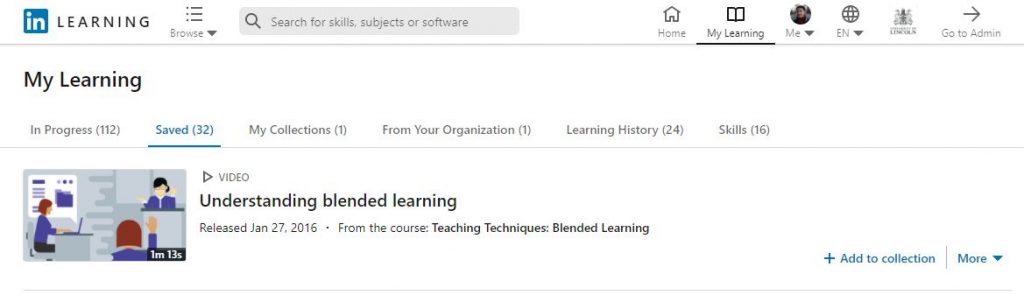 My learning page on LinkedIn Learning.